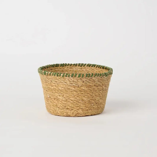 Stitch Green Woven Round Seagrass Basket (Set of 3)