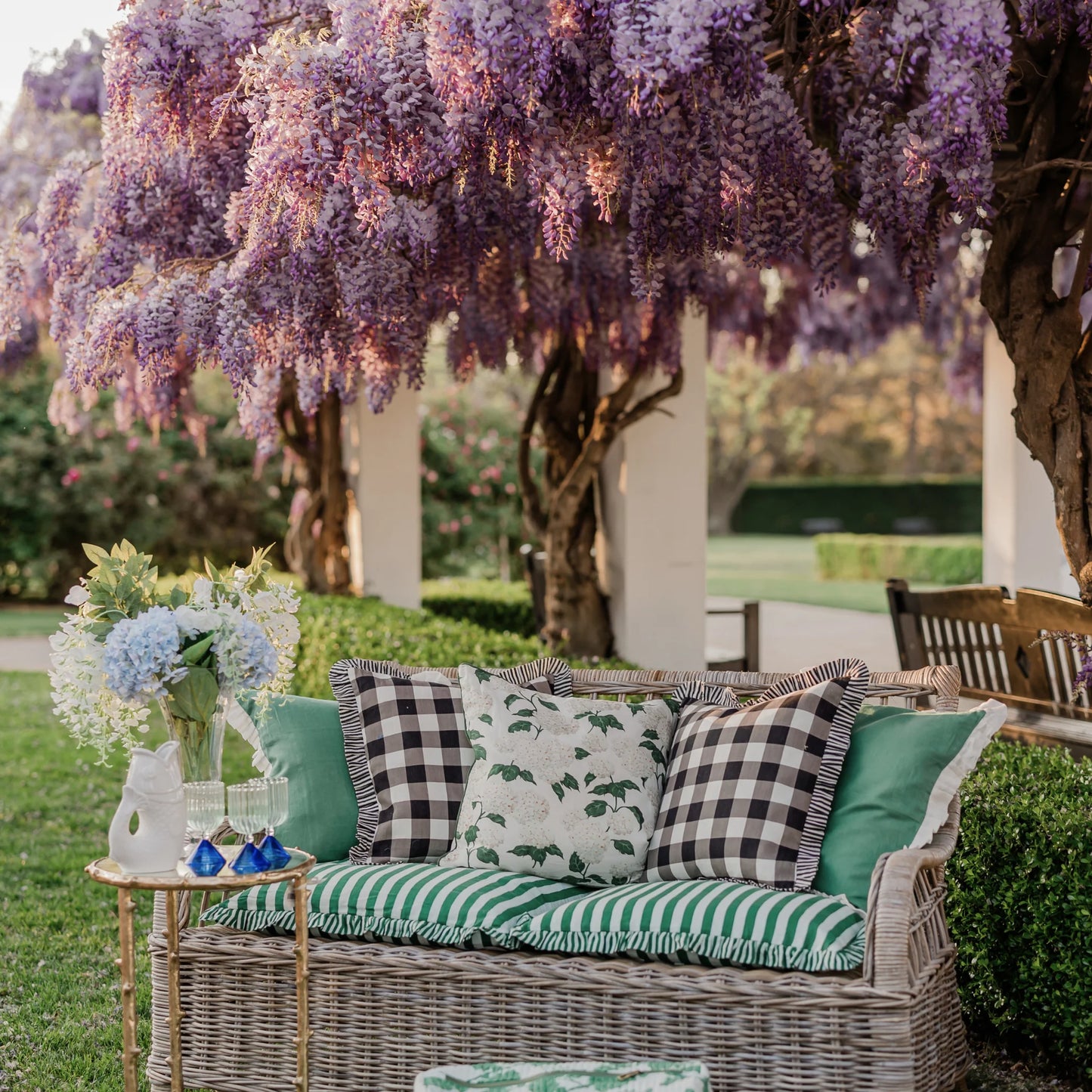 Black Check with Ticking Ruffle Cushion Cover 50 x 50