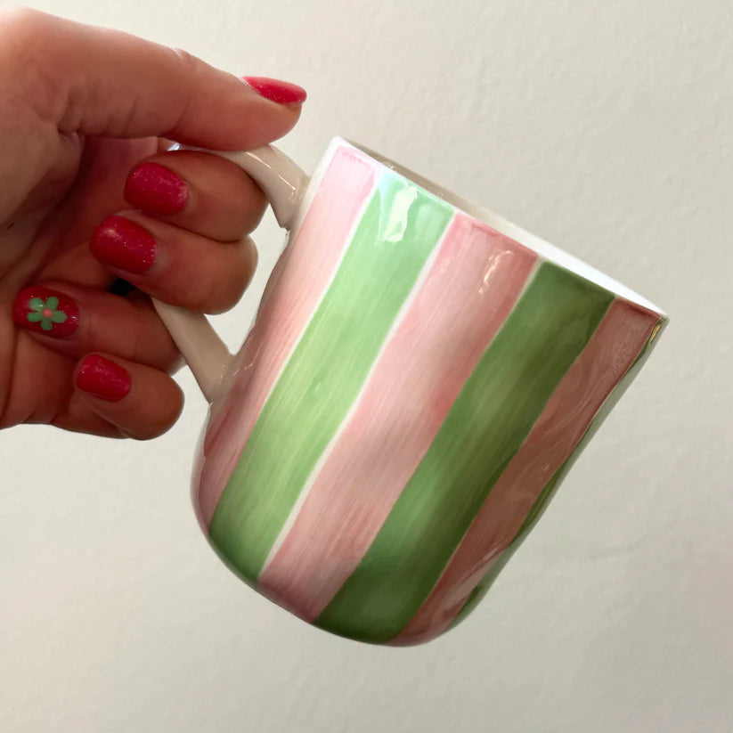 Pink & Mint Green Stripe Mug