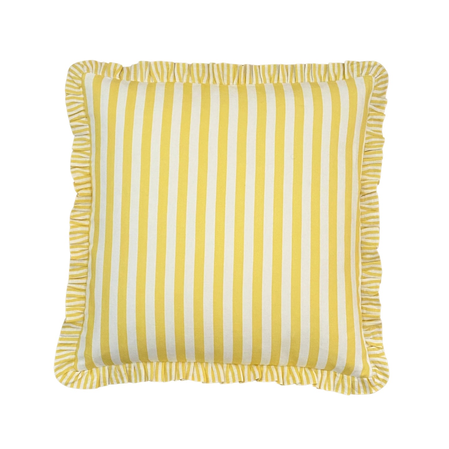 Yellow Ruffle Stripe Linen Cushion Cover 50x50