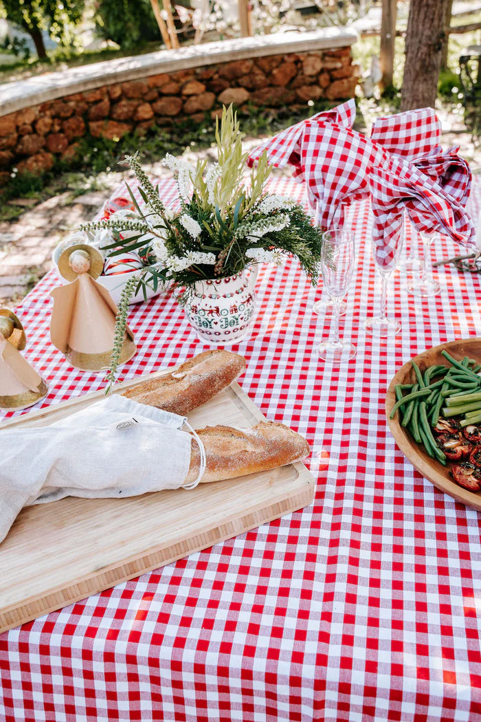 Hand Knotted Red Gingham Tablecloth