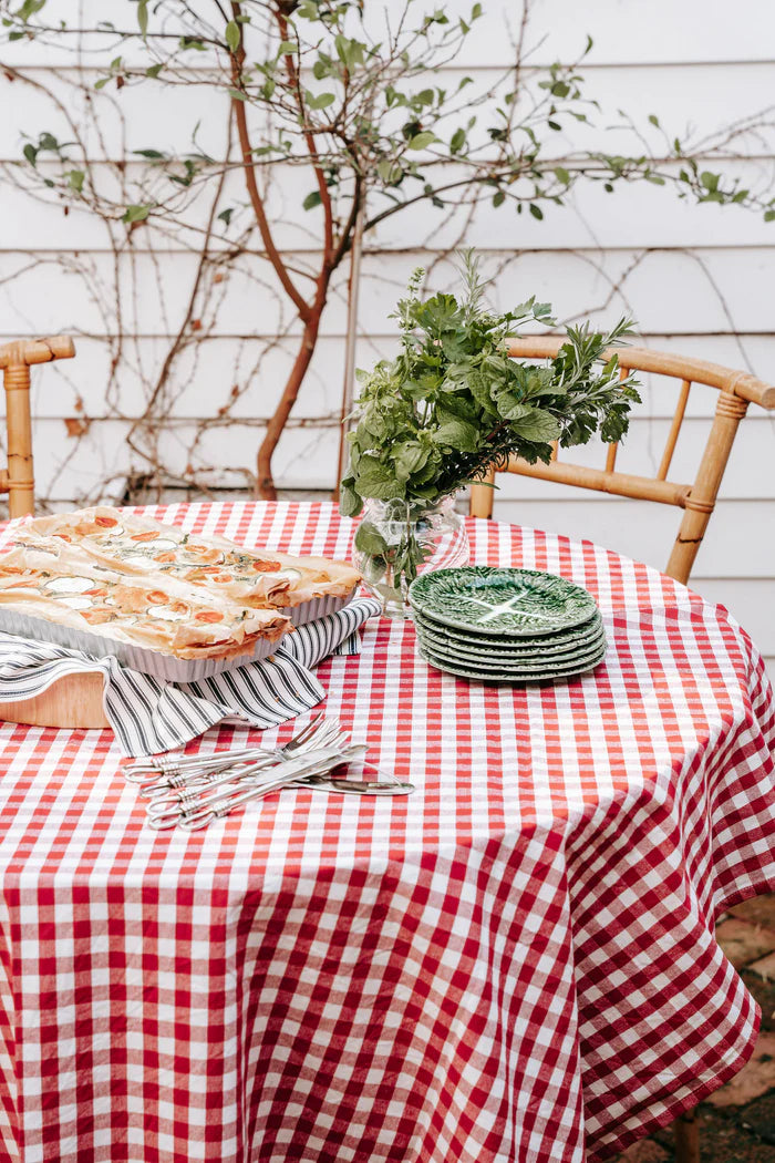 Hand Knotted Red Gingham Tablecloth