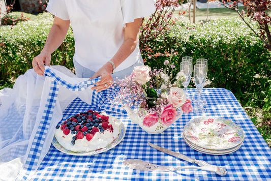 Blue Gingham Food Cover