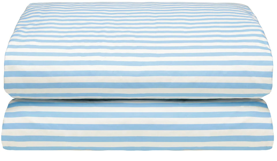 Blue Stripe Shirting Quilt Cover - Queen