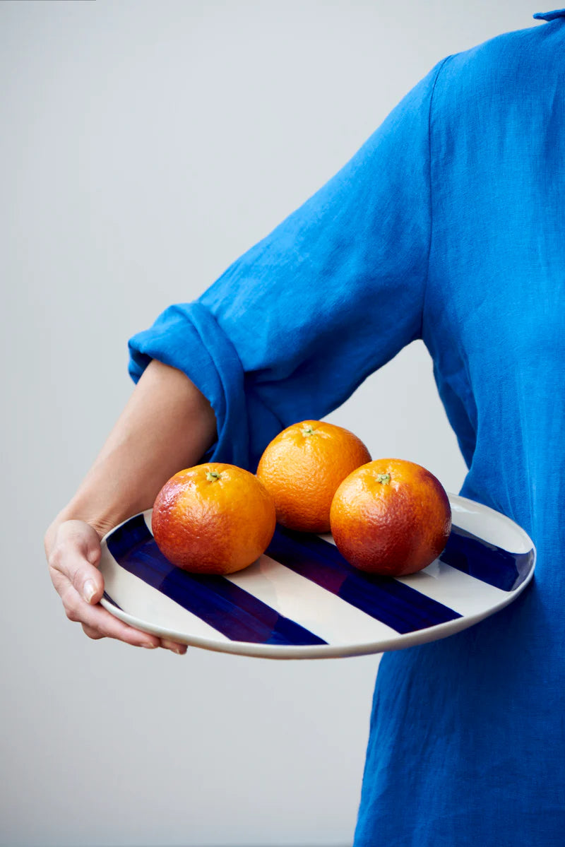 Cabana Stripe Platter Blue