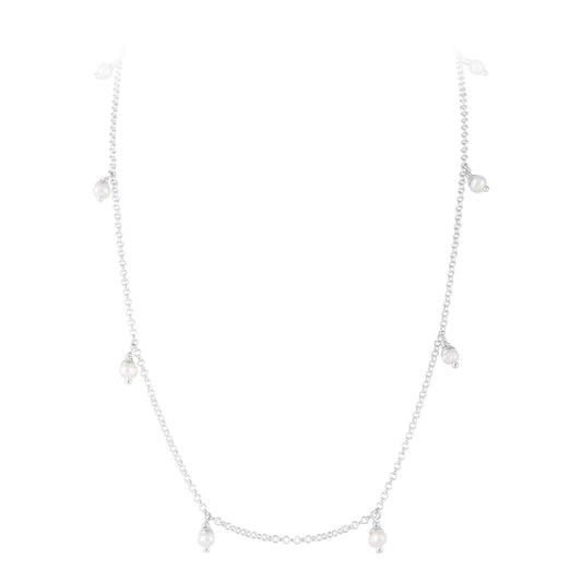 Pearl Pom Necklace Silver