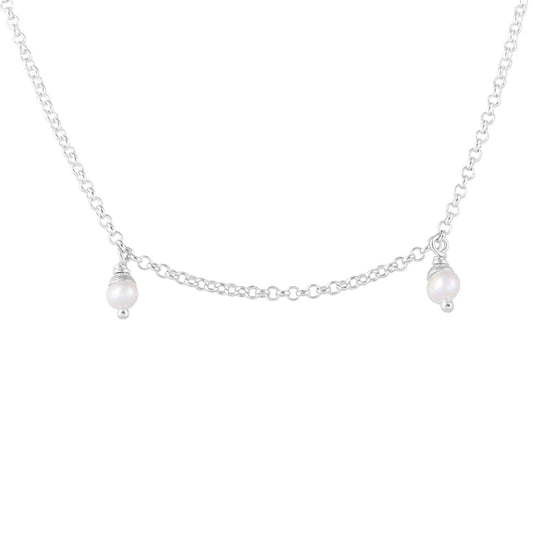 Pearl Pom Necklace Silver