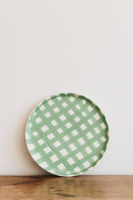 Mint Green Gingham Platter