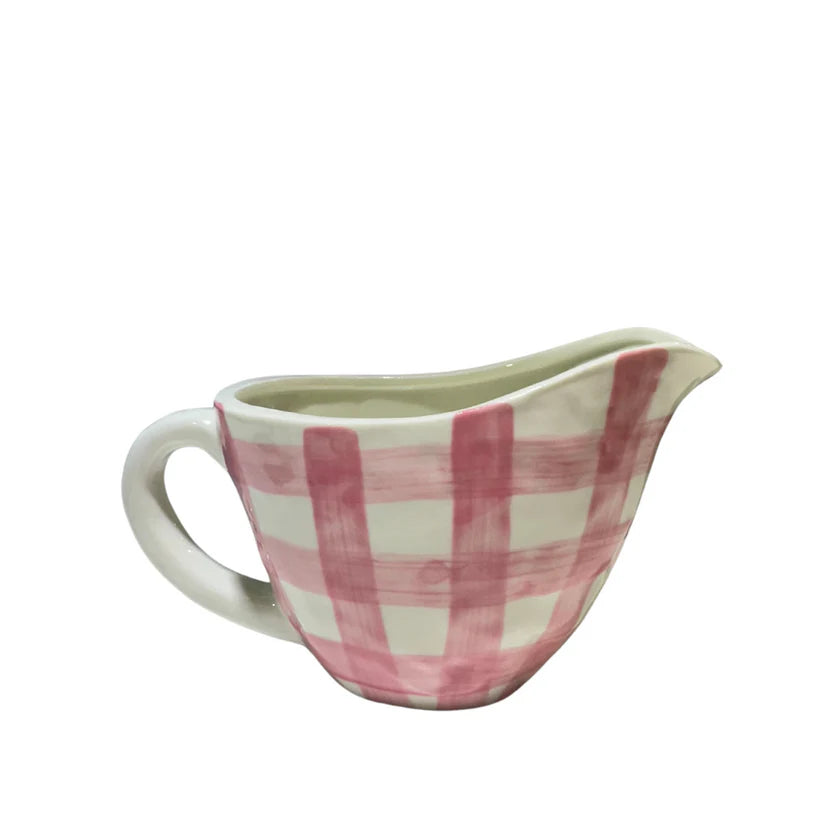 Pink Gingham Gravy Jug