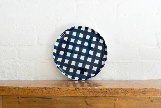 Navy Gingham Dinner Plate