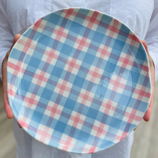 Blue and Pink Gingham Plate