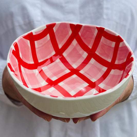 Small Pink and Red Gingham Bowl