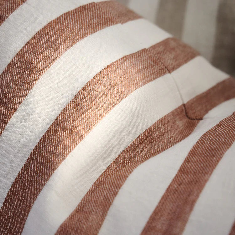 Santi Linen Cushion - Off White / Nutmeg Stripe 50x50cm