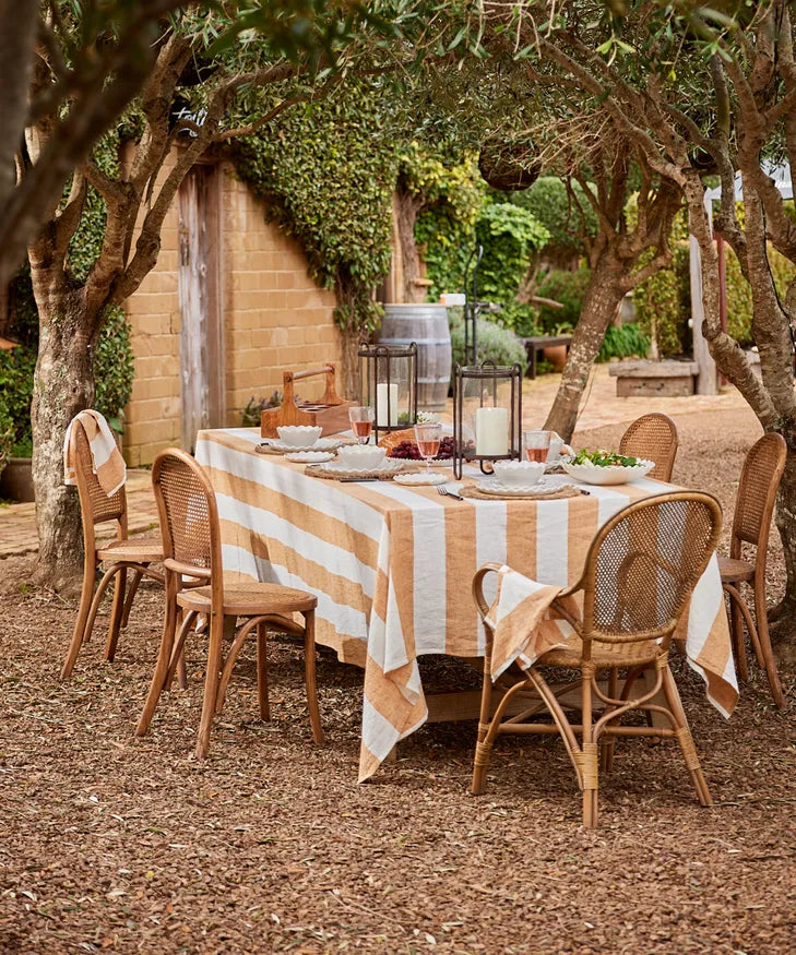 Striped Tablecloth Rust Small