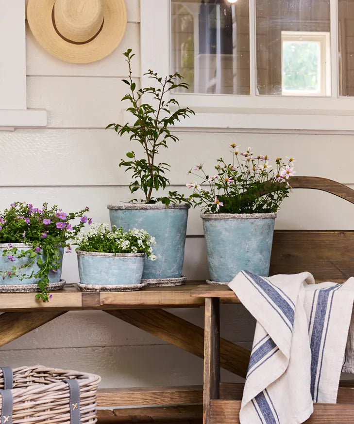 Sea Blue Plant Pot & Saucer