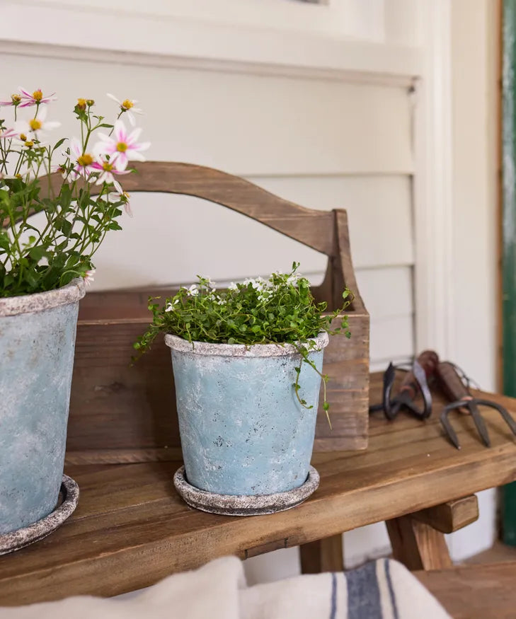 Sea Blue Plant Pot & Saucer