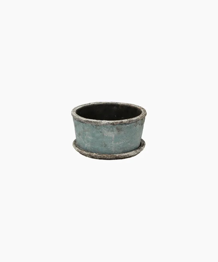 Sea Blue Wide Plant Pot & Saucer