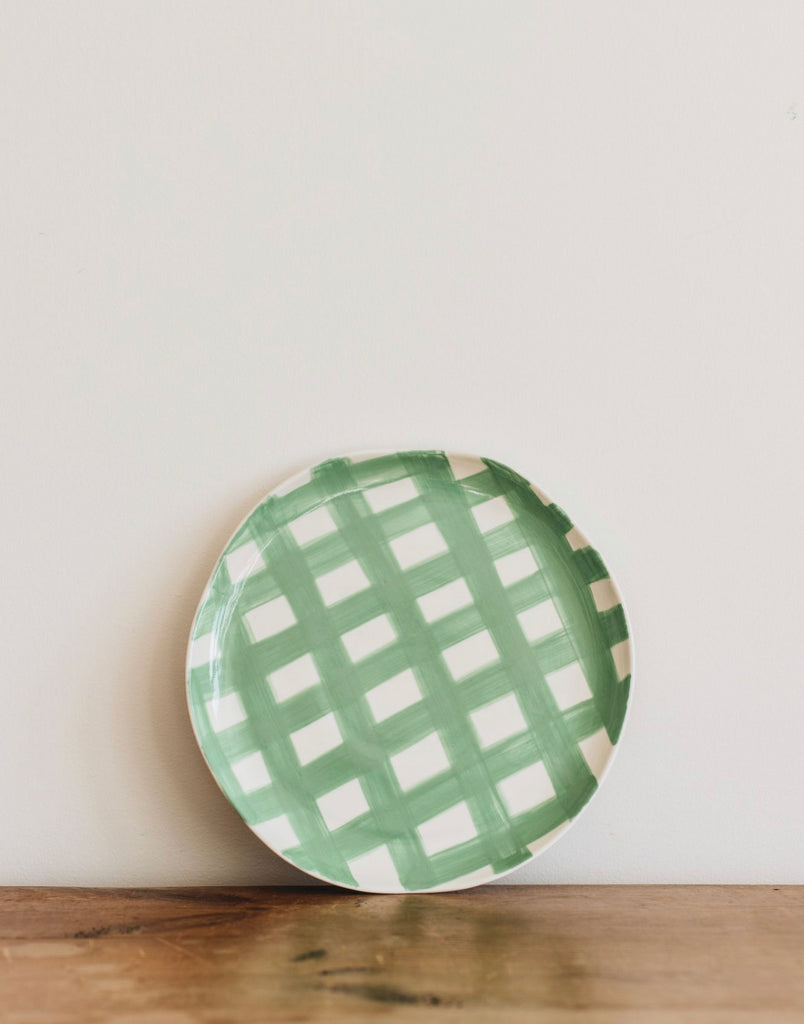 Mint Green Gingham Dinner Plate