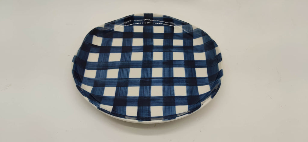 Navy Gingham Dinner Plate