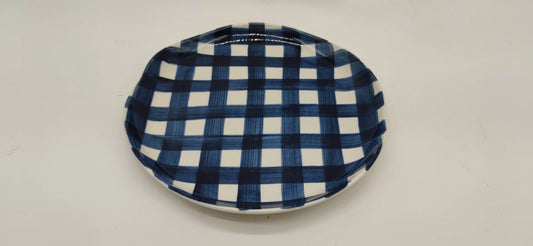 Navy Gingham Dinner Plate