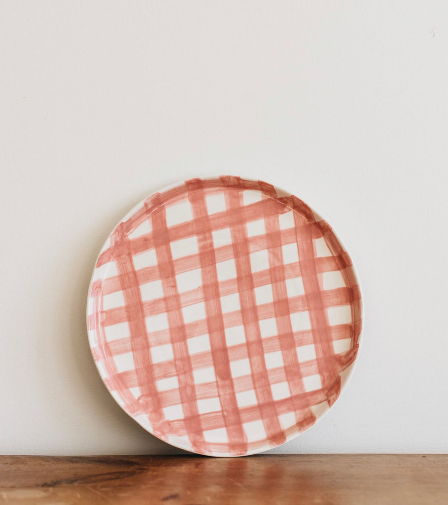 Pink Gingham Platter