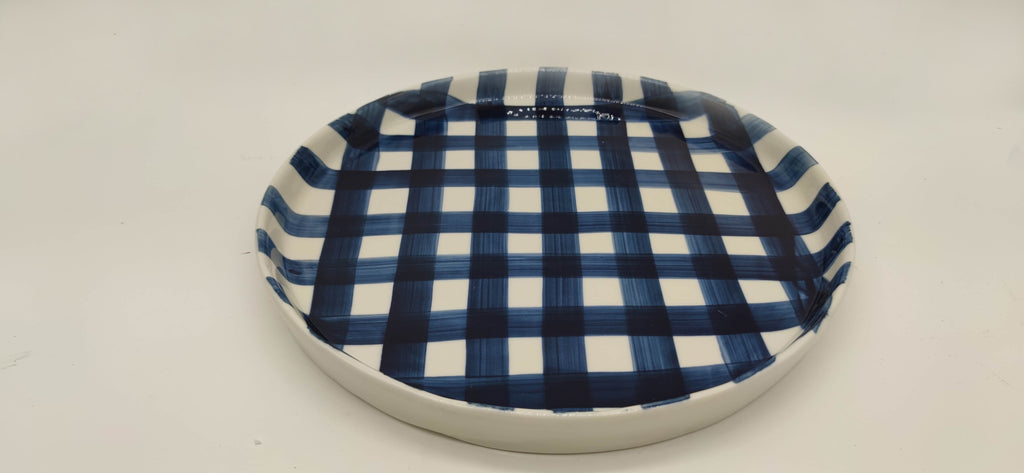 Navy Gingham Platter