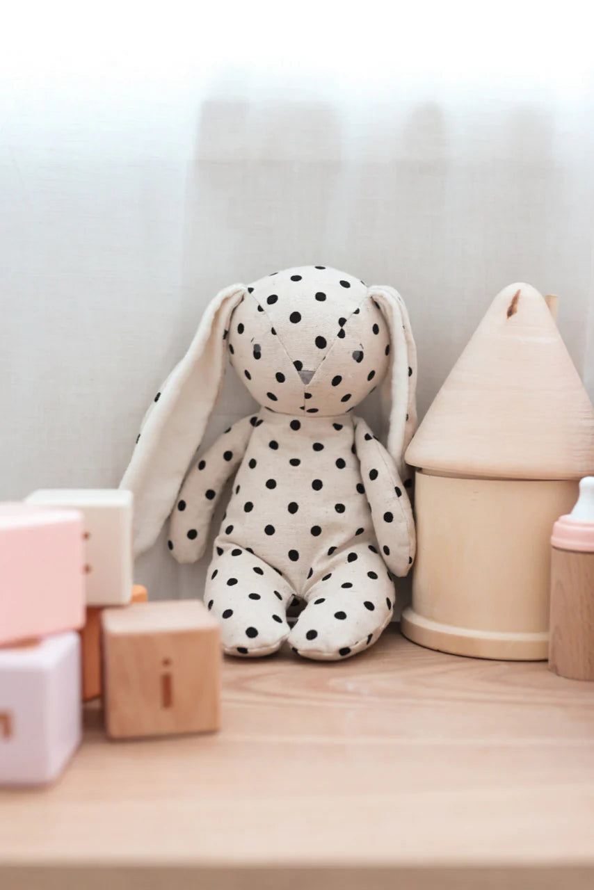 Floppy Bunny Linen 25cm Black Spot