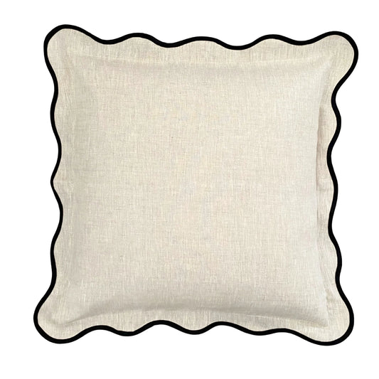 Natural Linen Squiggle Cushion Cover