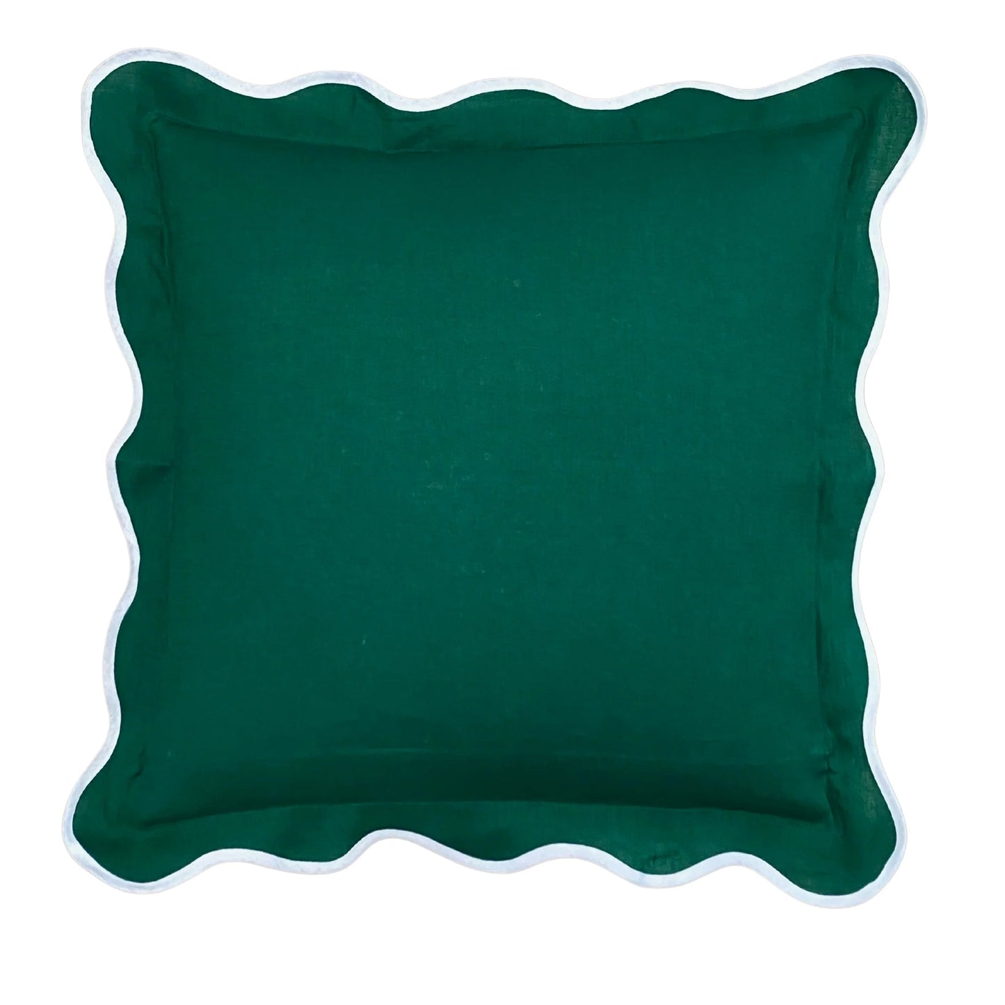 Green Linen Squiggle Cushion Cover